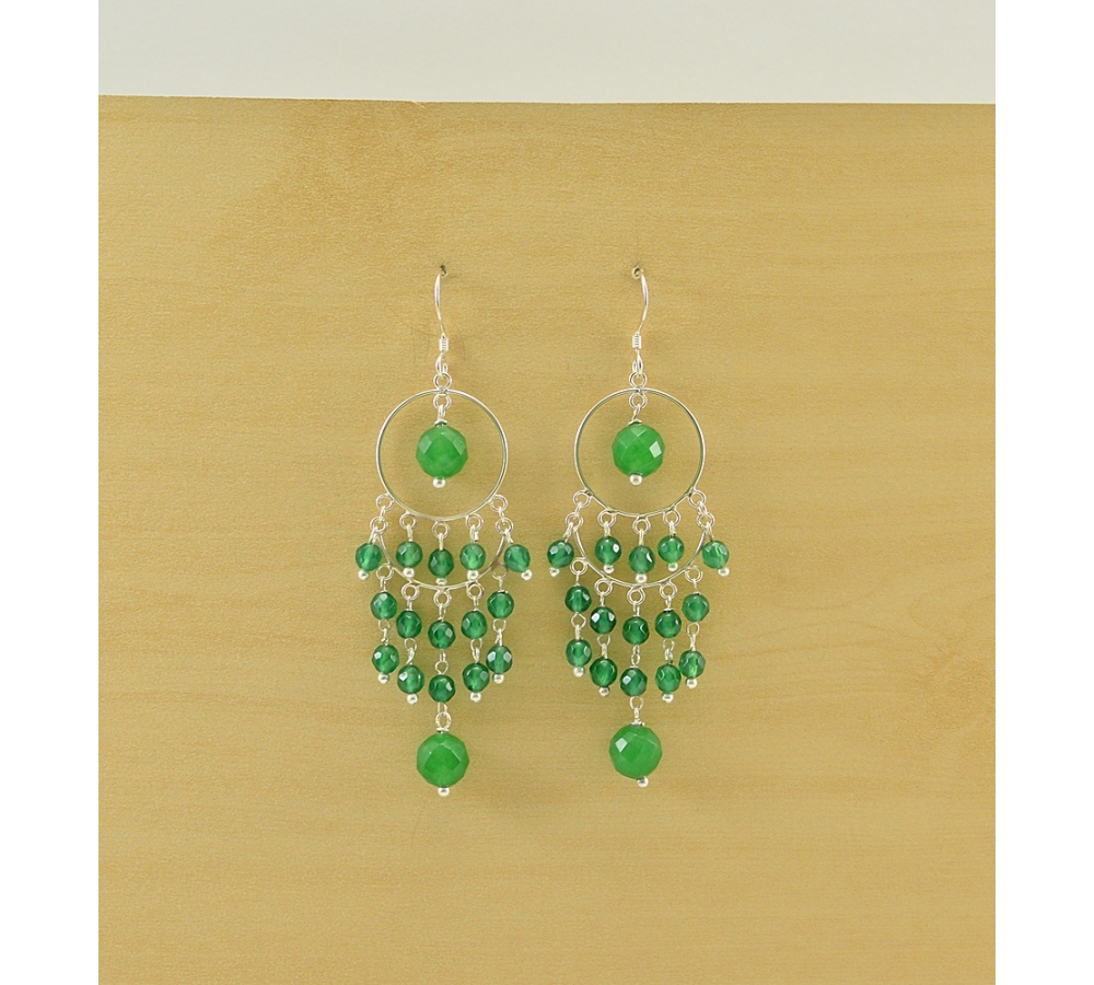 JE328 Green Agate Earring