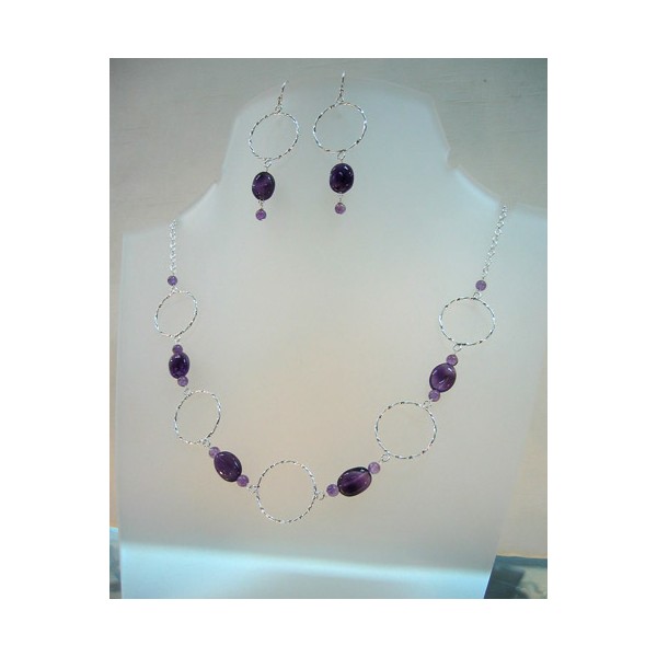 JN-JE0198 Amethyst Necklace and Earring Set