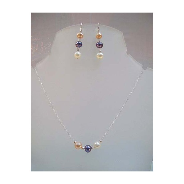 JN-JE0202 Fresh Water Pearl Necklace and Earring Set