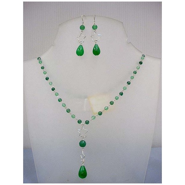 JN -JE0230 Green Agate Necklace and Earring Set