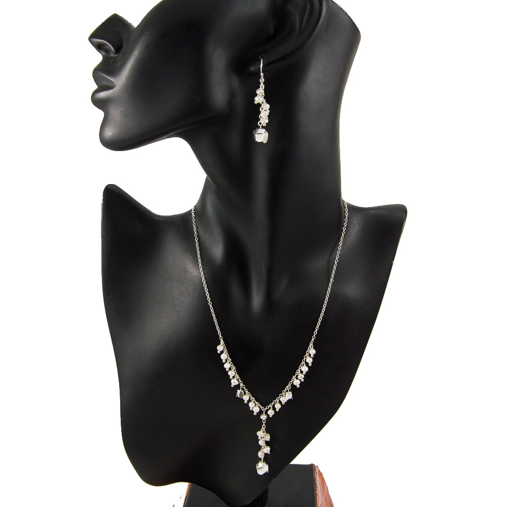 JNEP 266 Fresh Water Pearl Necklace and Earring Set