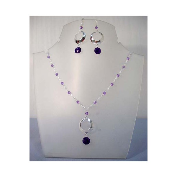 JN-JE0237 Amethyst Necklace and Earring Set