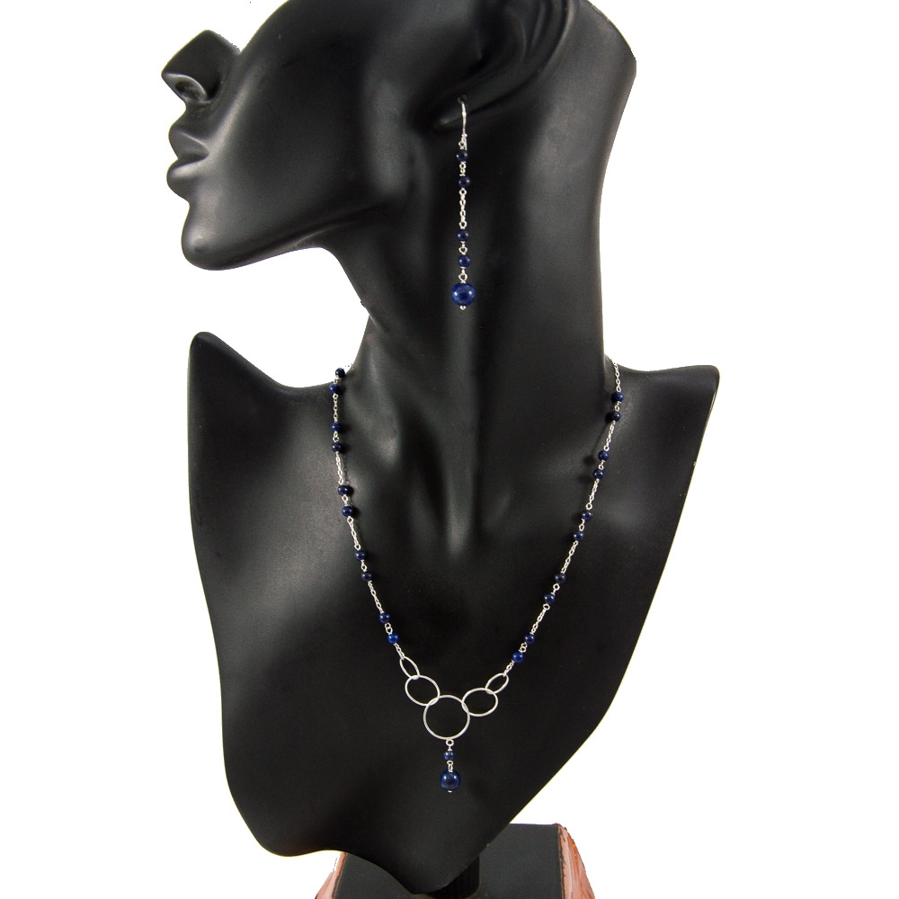 JNEP 267 Lapiz Lazuli Necklace and Earring Set