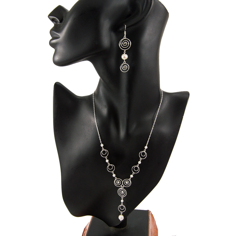 JNEP 268 Fresh Water Pearl Necklace and Earring Set