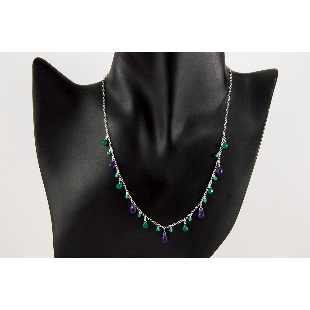JNSU1164 Emerald and Amethyst Necklace