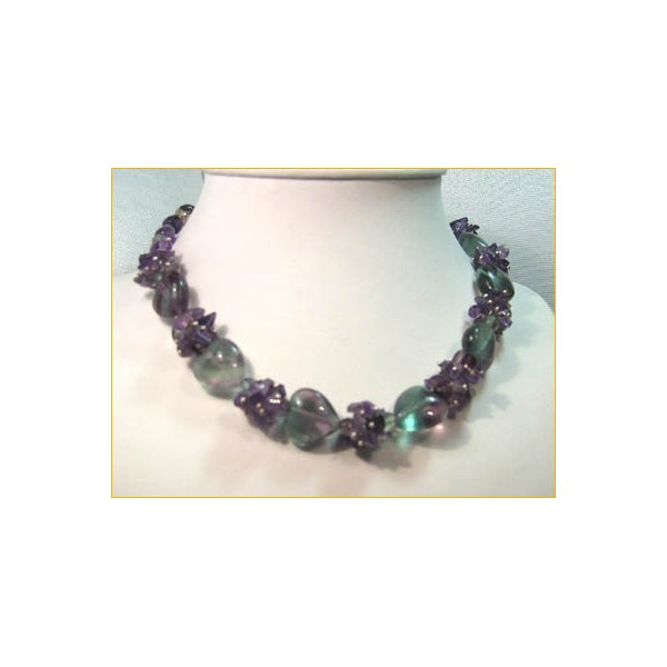JN-UP134 Amethyst and Fluorite Necklace