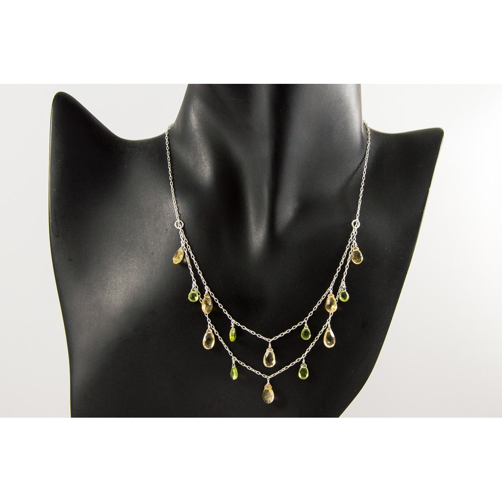JNSU1161 Lemon Quartz and Peridot Necklace
