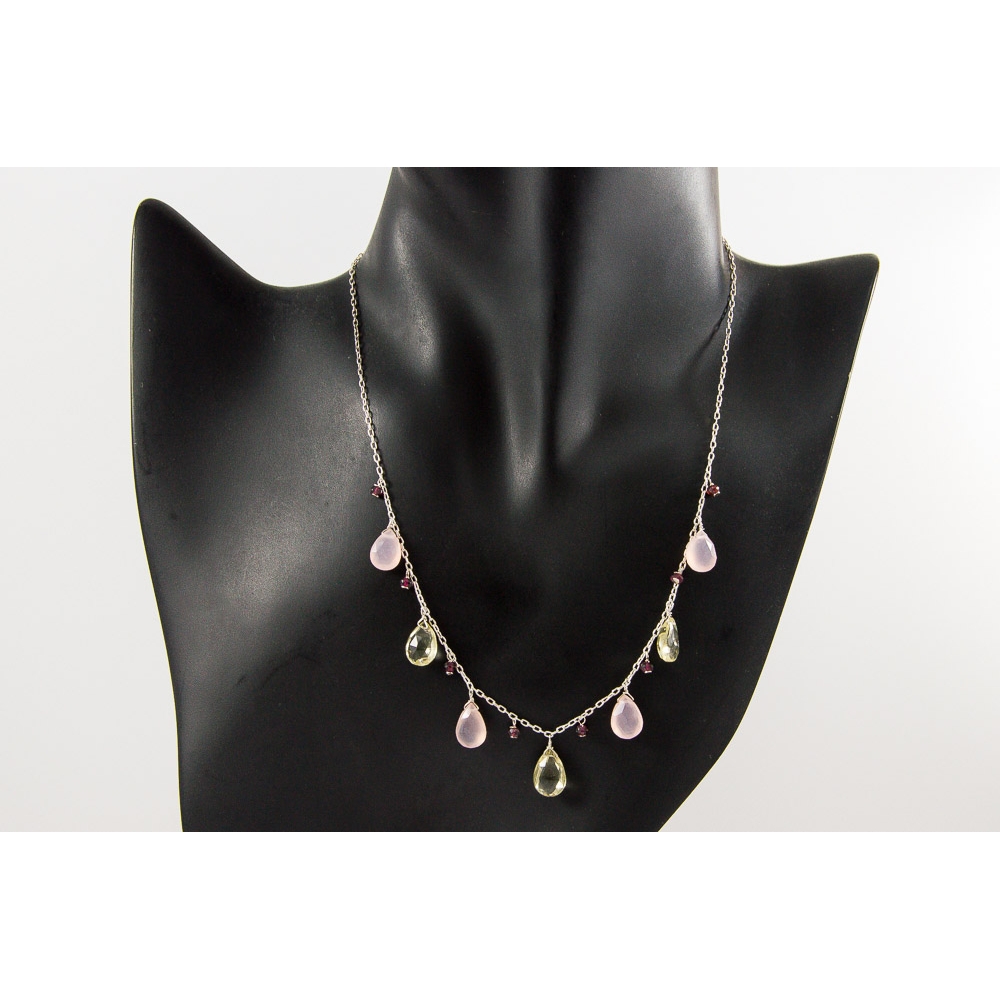 JNSU1263 Lemon Quartz and Rose Quartz Necklace