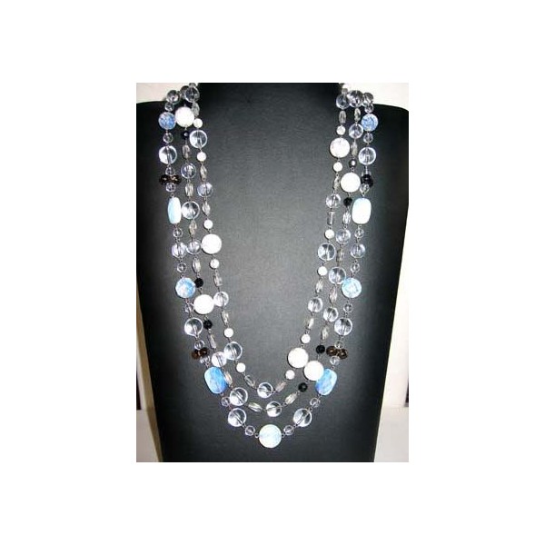 JN-UP167 Moonstone, Smoky, and Crystal Quartz Necklace
