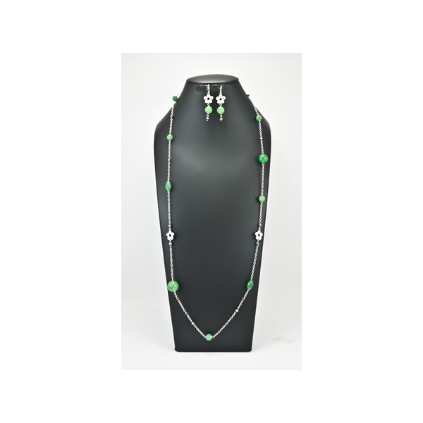 JN251 Jade Necklace and Earring Set