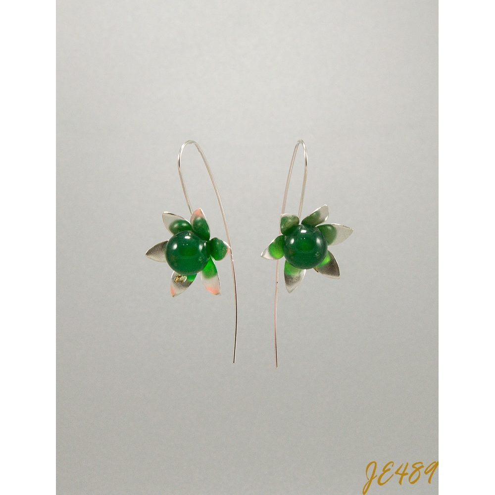 JE489 Green Agate Earring