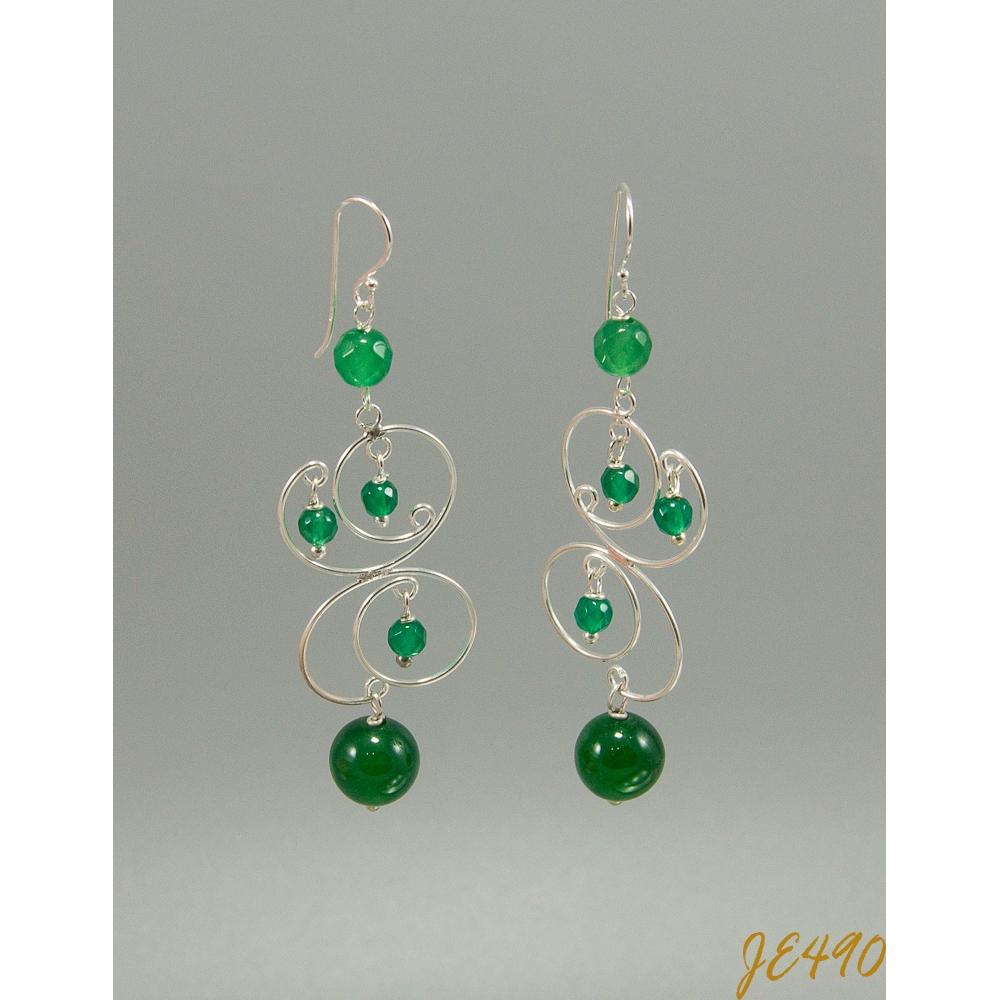 JE490 Green Agate Earring