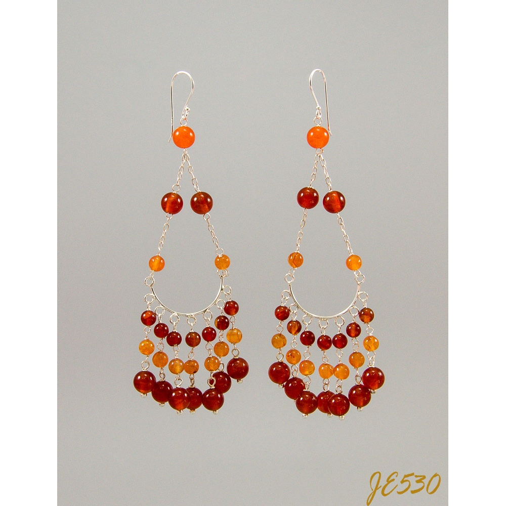 JE530 Red and Orange Agate Earrings