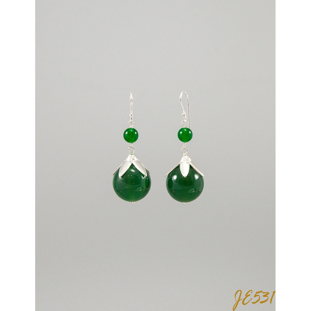 JE531 Green Agate Earrings