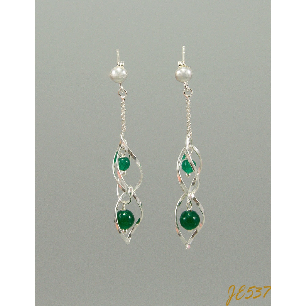 JE537 Green Agate Earrings