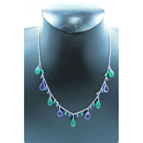 JN658 Amethyst and Green Agate Necklace