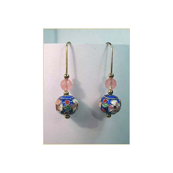E0062 China bead and Cherry Quartz Earring