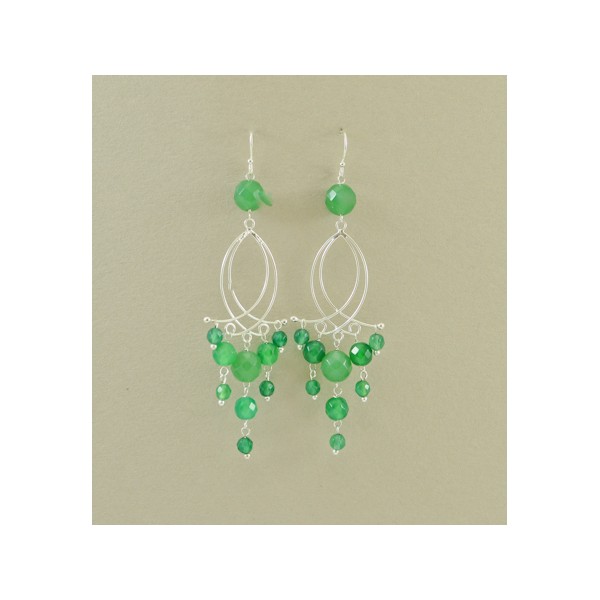 JE158 Green Agate Earring
