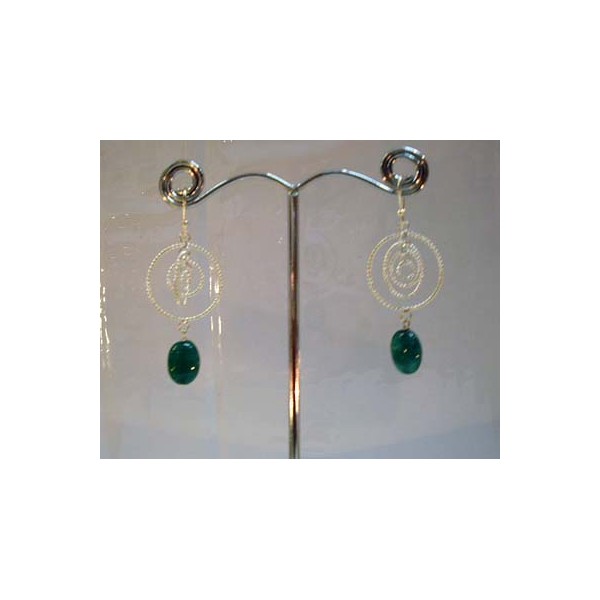 E0223 Green Agate Earring