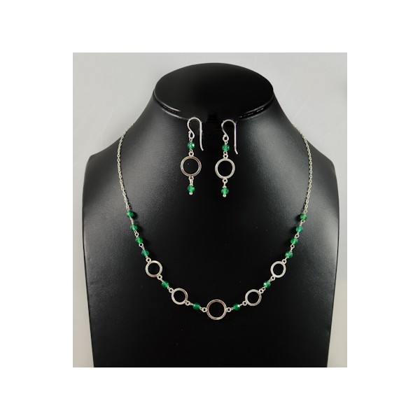 JNEP 256 Green Agate Necklace and Earring Set