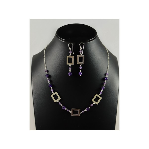 JNEP 258 Amethyst Necklace and Earring Set