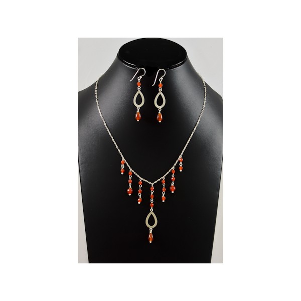 JNEP 236 Dried Ruby Necklace and Earring Set