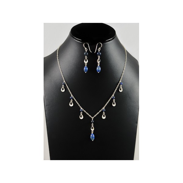 JNEP 243 Lapiz Lazuli Necklace and Earring Set