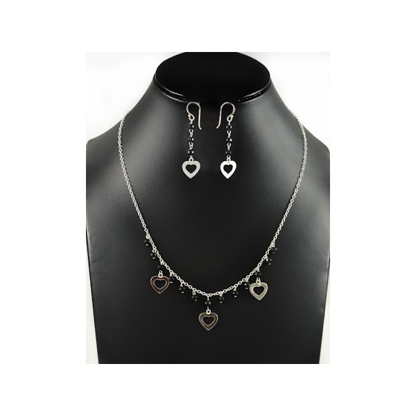 JNEP 244 Black Onyx Necklace and Earring Set