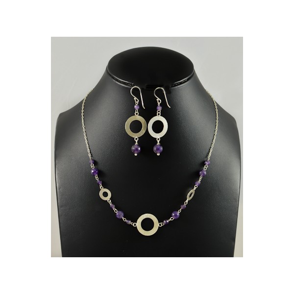 JNEP 255 Amethyst Necklace and Earring Set