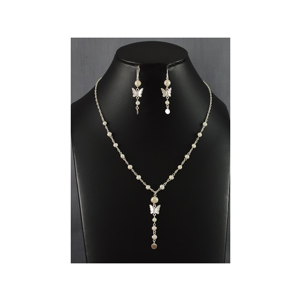 JNEP 260 Fresh Water Pearl Necklace and Earring Set