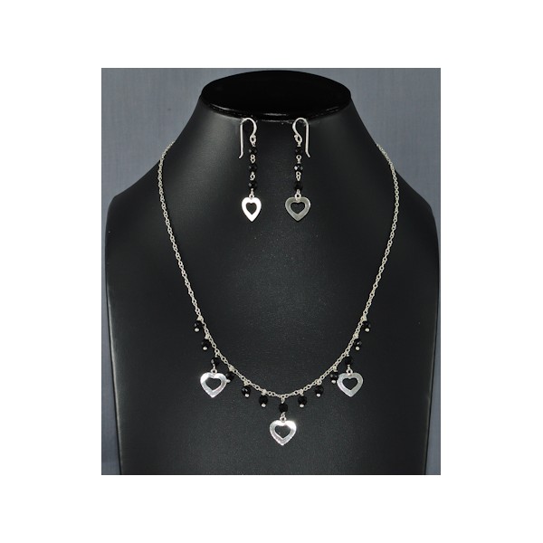 JNEP 249 Black Onyx Necklace and Earring Set