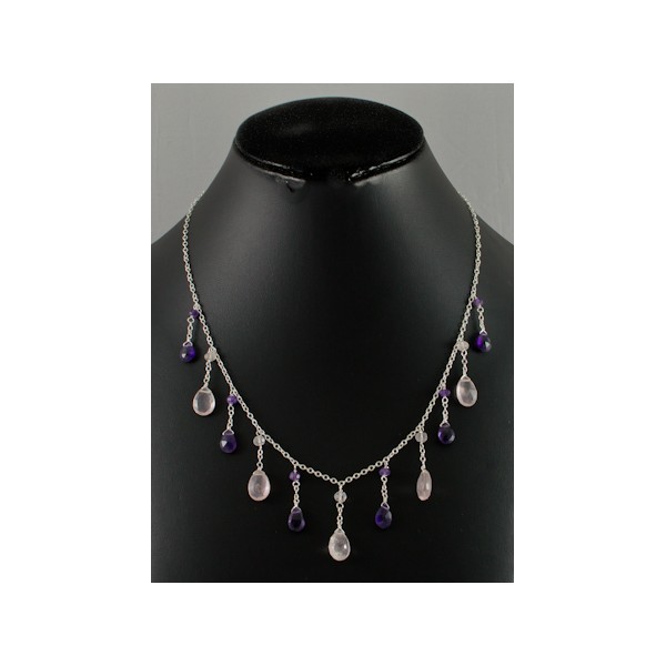 JNSU1196 Amethyst and Rose Quartz Necklace