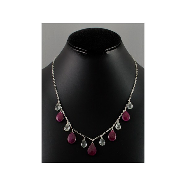 JNSU1221 Dyed Ruby and Apatite Necklace