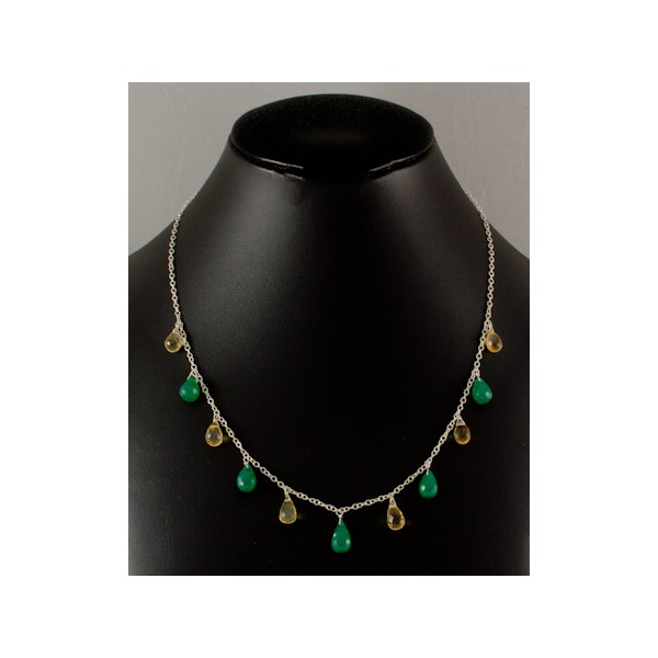 JNSU1039 Green Agate and Lemon Quartz Necklace