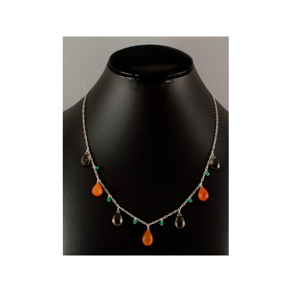 JNSU1132 Smoky and Orange Agate Necklace