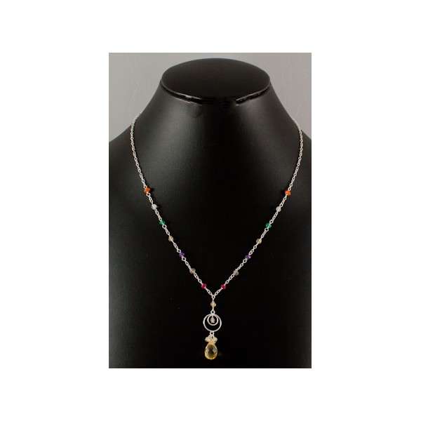 JNSU1154 Lemon Quartz and Mixed Gemstones Necklace
