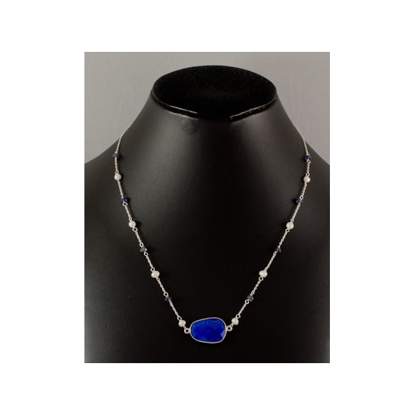 JNSU1158 Blue Agate Necklace