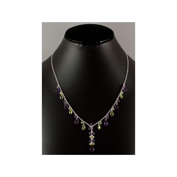 JNSU1165 Lemon Quartz and Amethyst Necklace