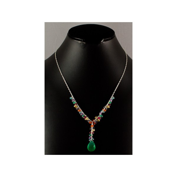 JNSU1240 Green Agate and Mixed Gemstones Necklace