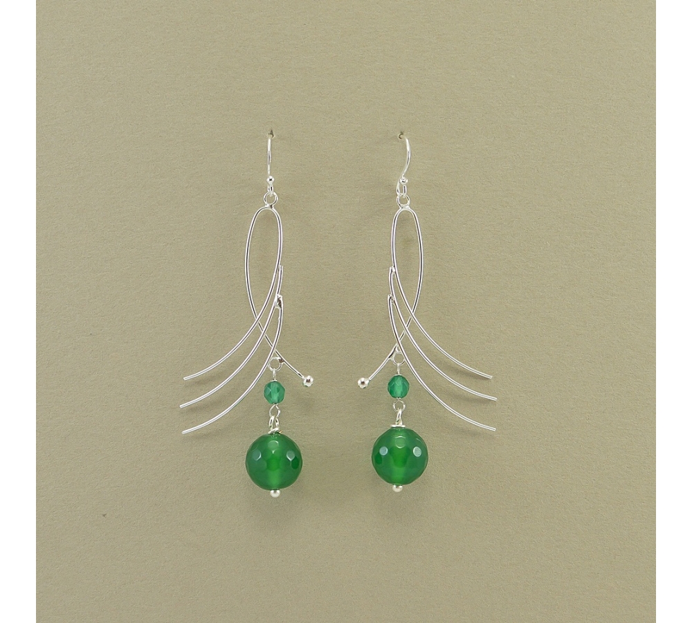JE 409 Green Agate Earring