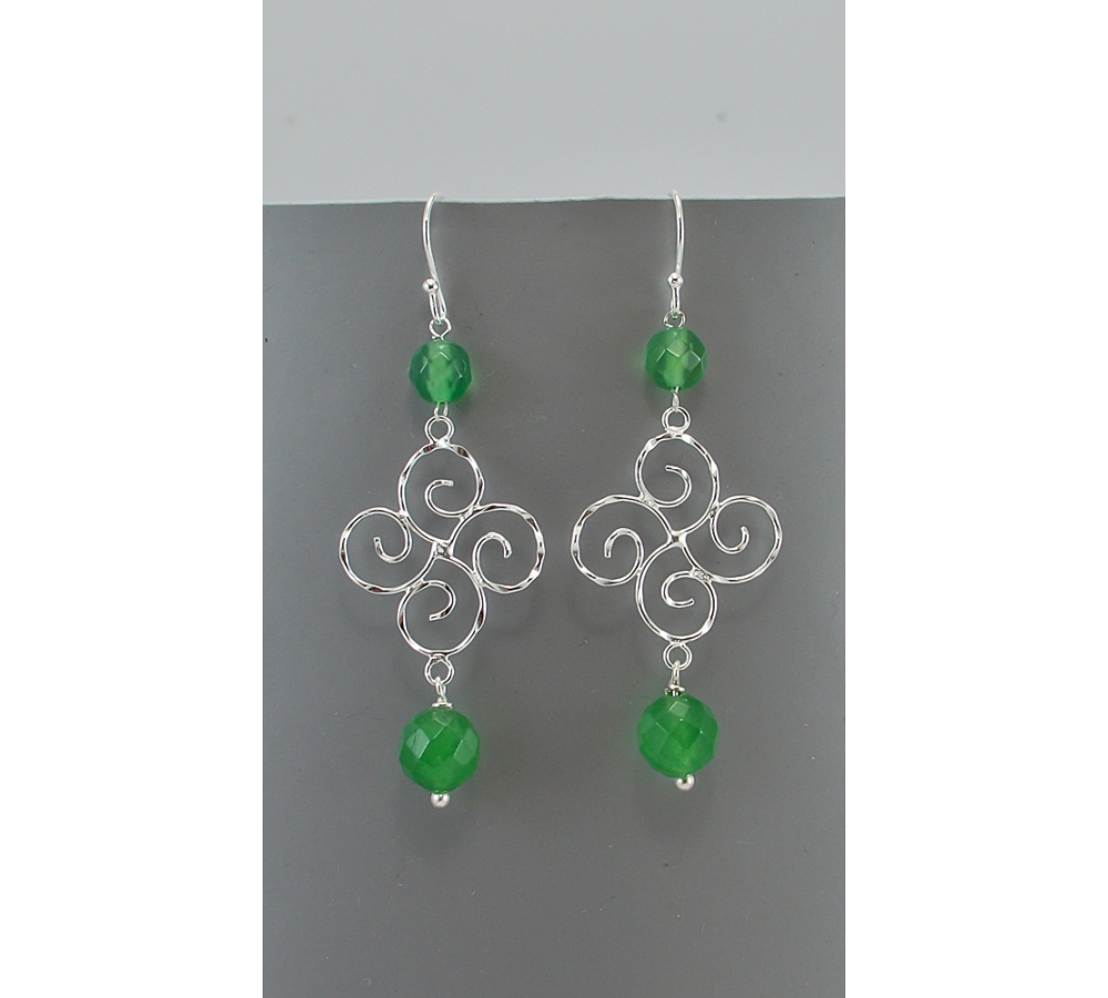 JE 402 Green Agate Earring