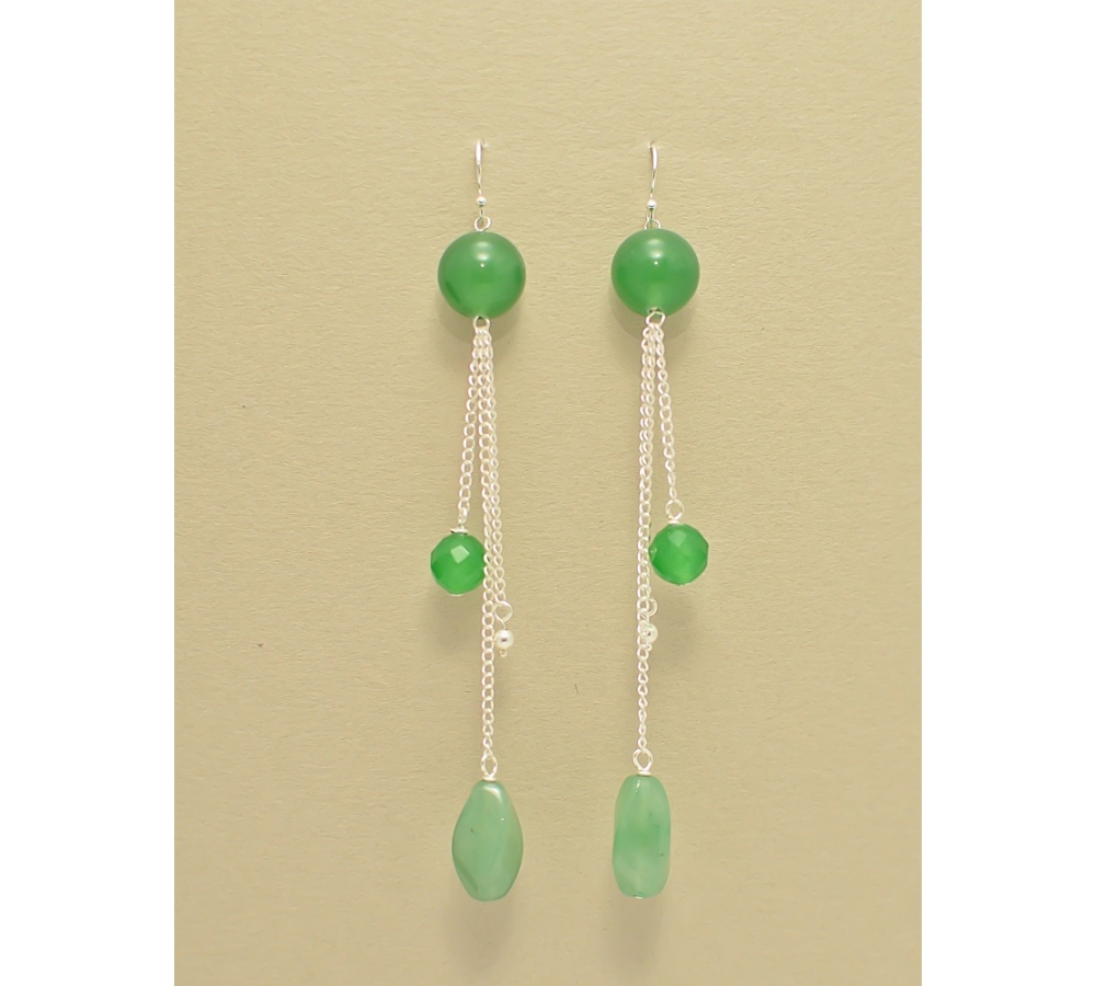 JE399 Green Agate Earring